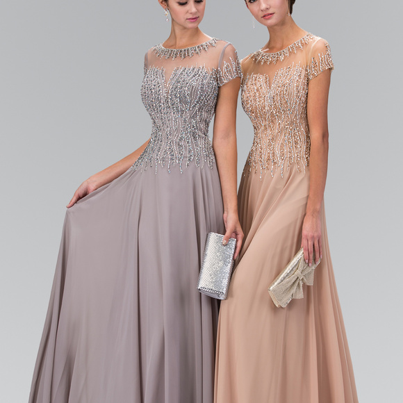 gls collective Dresses & Skirts - Illusion Neck Short Sleeves Long Pom Dress GL2126